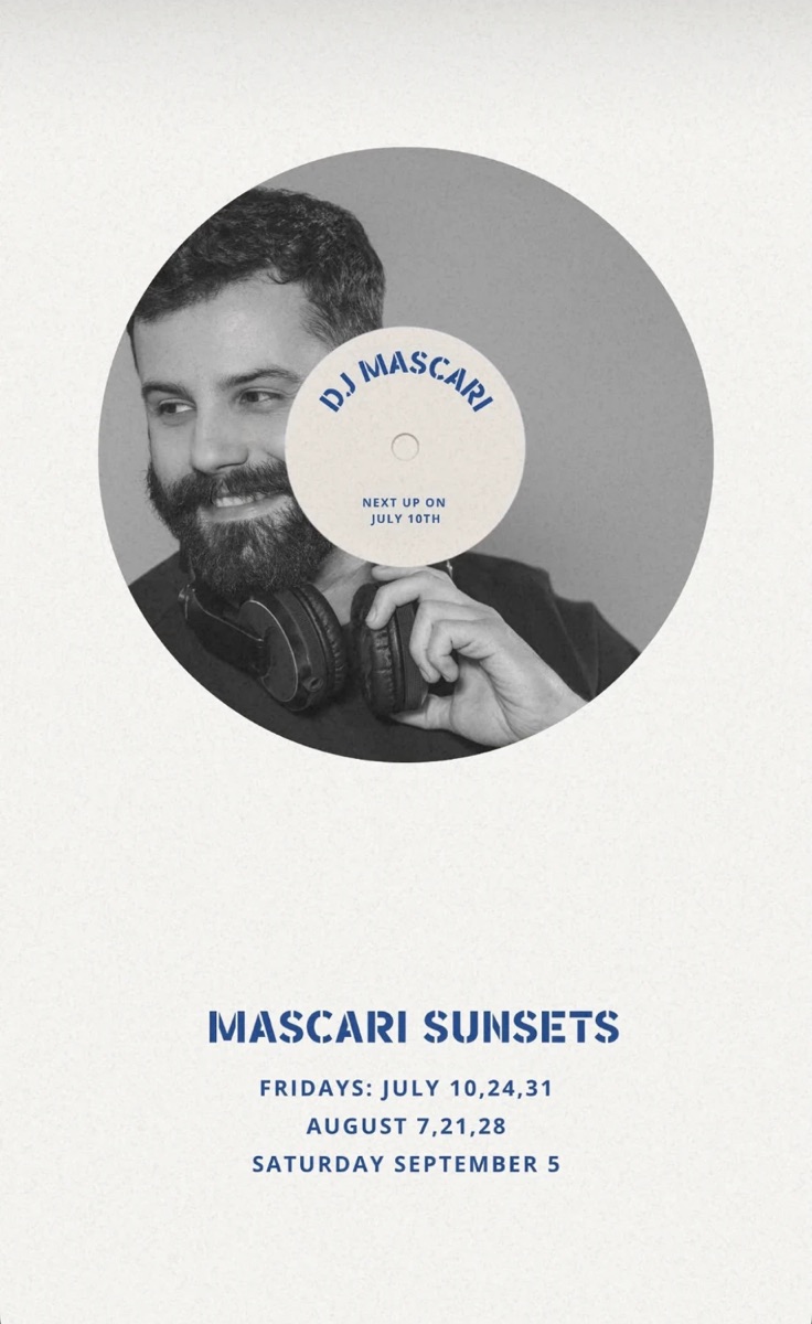 Flyer for DJ Mascari at Navy Beach