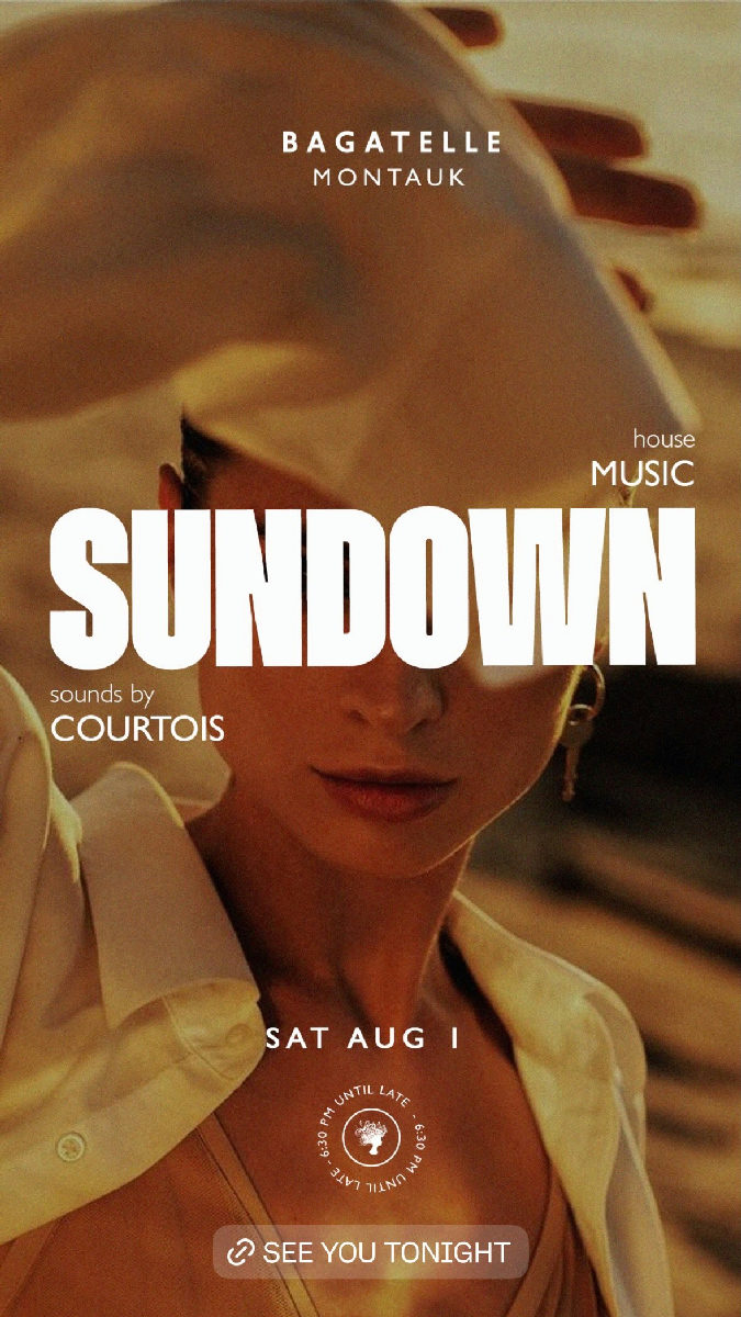 Flyer for Sundown Party ft. COURTOIS at Bagatelle Beach