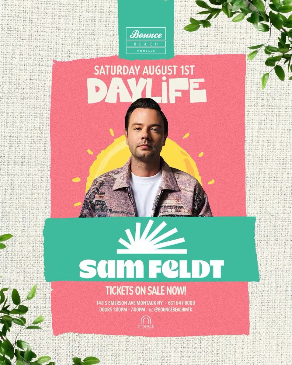 Flyer for Sam Feldt at Bounce Beach