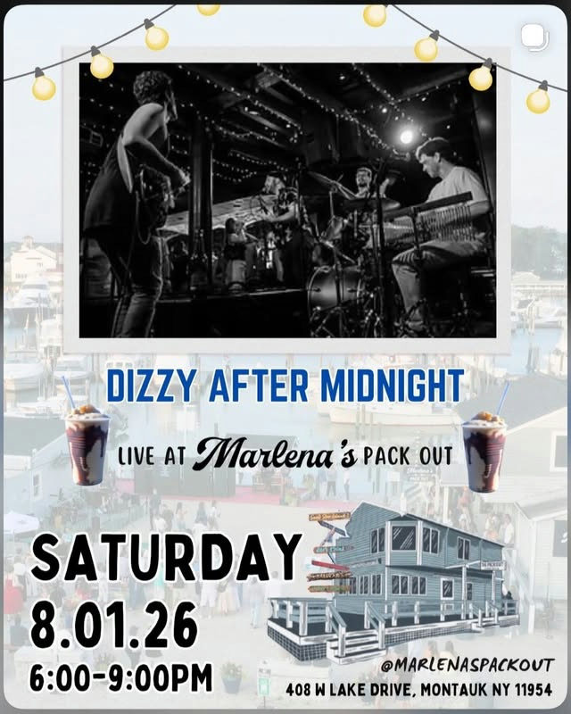 Flyer for Dizzy After Midnight at Marlena's Pack Out (Liar's)