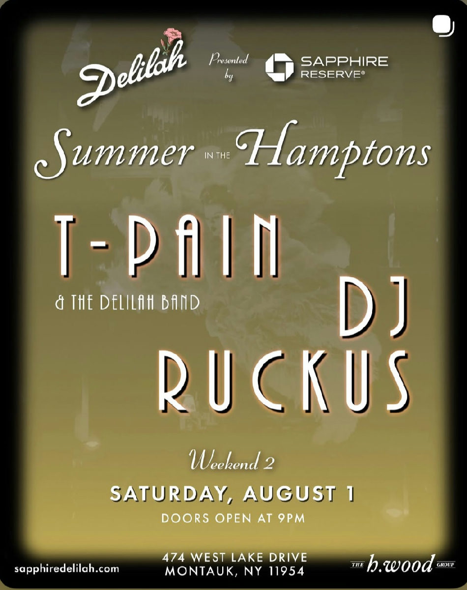 Flyer for T-Pain & The Delilah Band + DJ Ruckus at Mary Lou's