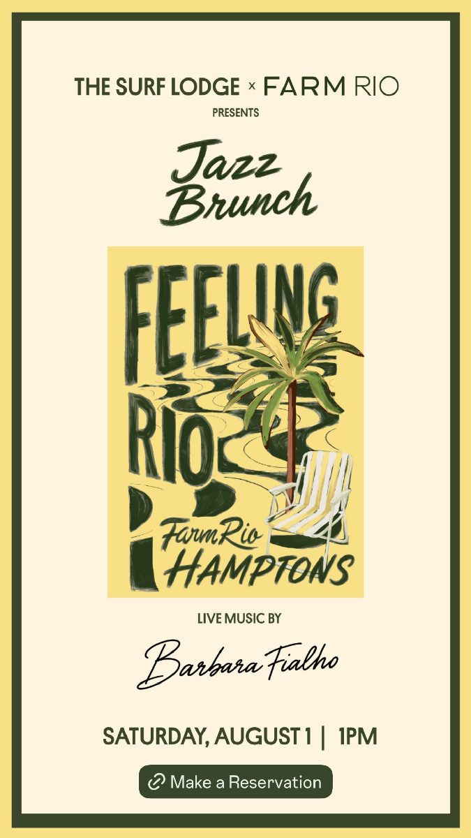 Flyer for Farm Rio Jazz Brunch: Barbara Fialho at The Surf Lodge