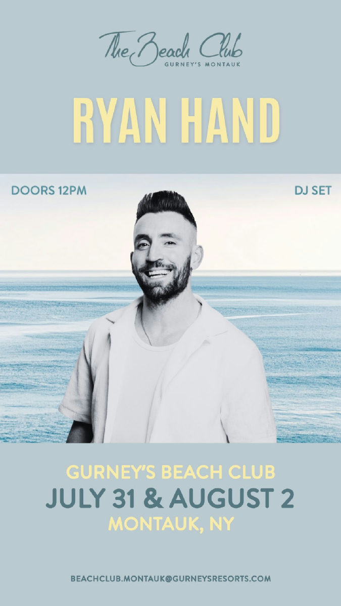 Flyer for Ryan Hand at The Beach Club (Gurney's)