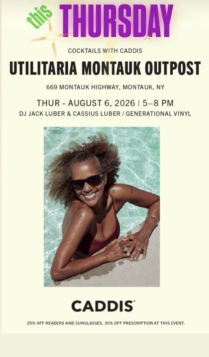 Flyer for Cocktails with Caddis w/ DJ Jack Luber & Cassius Luber at Utilitaria Montauk Outpost