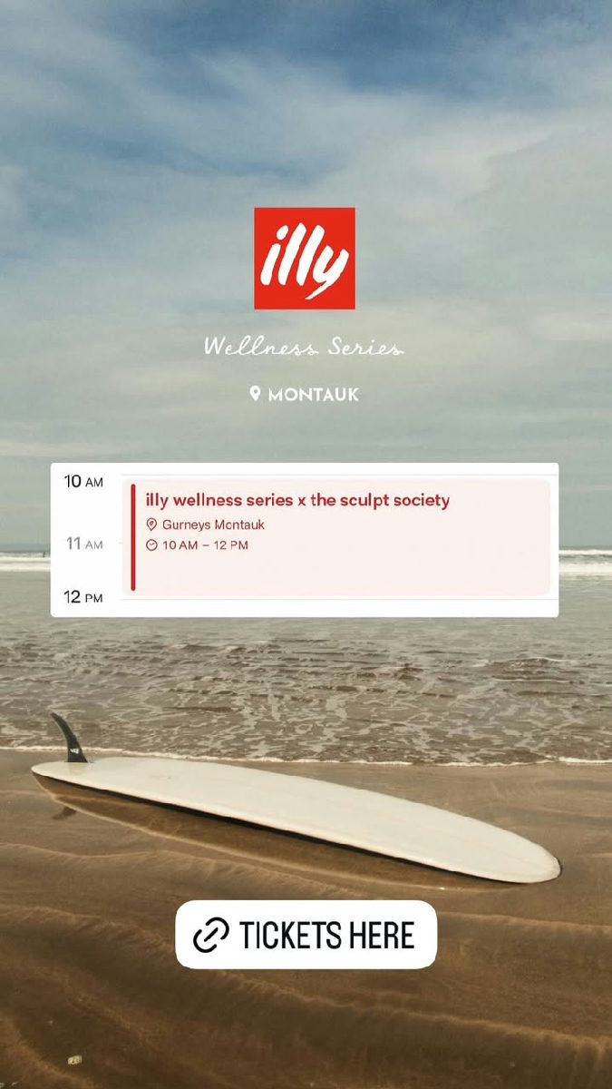 Flyer for illy Wellness Series with Megan Roup at Gurney's Montauk