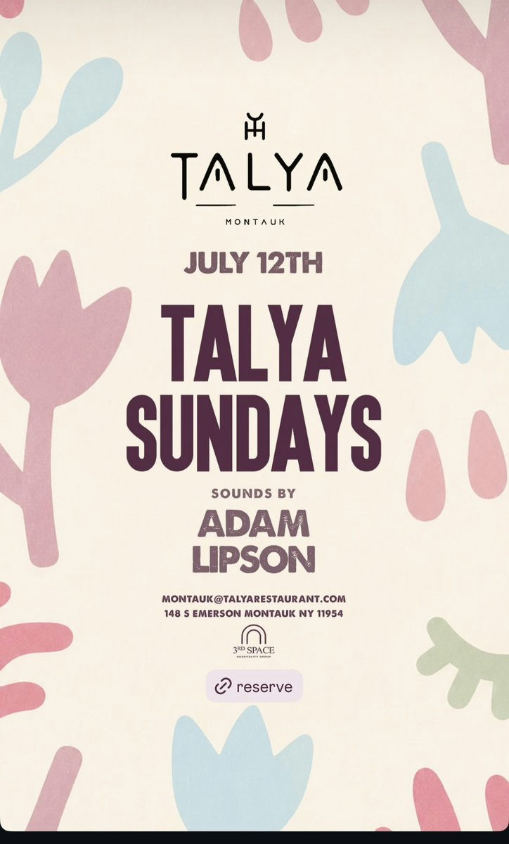 Flyer for TALYA SUNDAYS at Talya