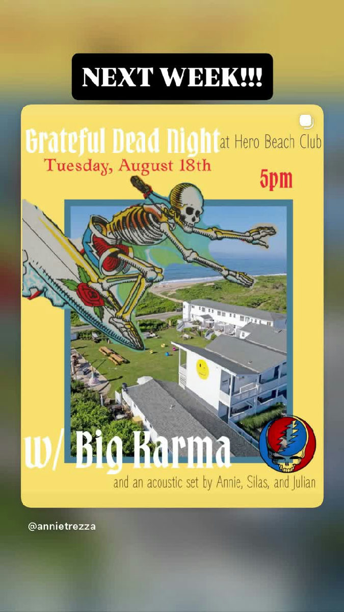 Flyer for Grateful Dead Night ft. Big Karma at Hero Beach Club