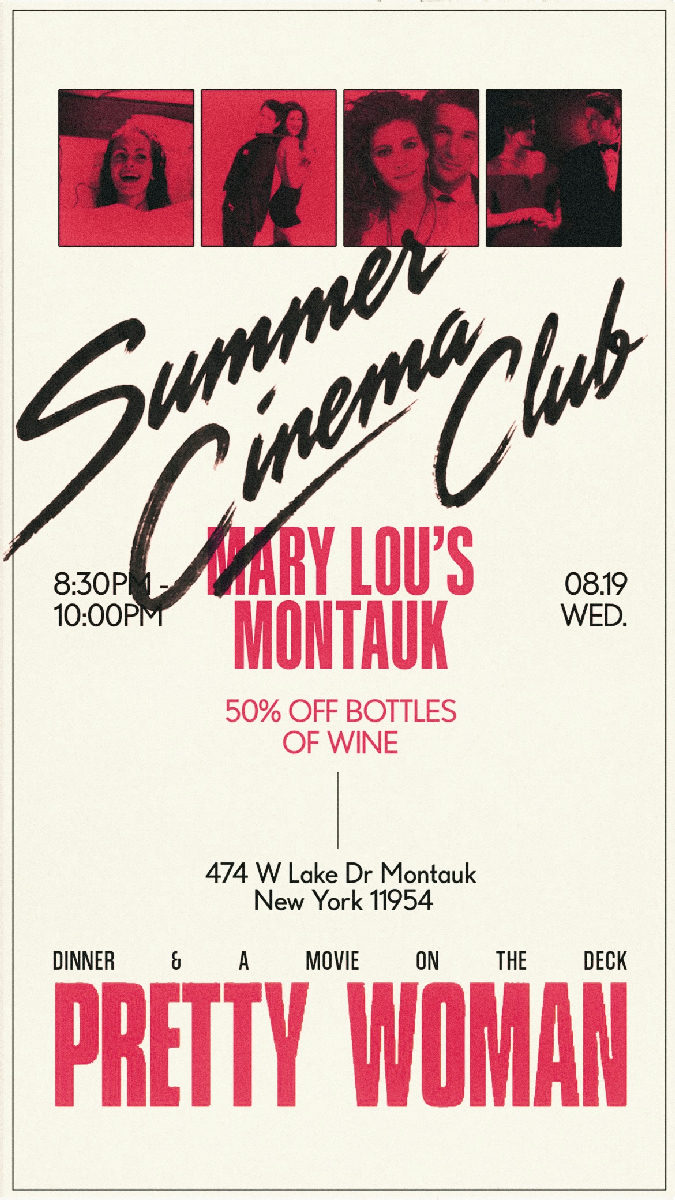 Flyer for Summer Cinema Club: Pretty Woman at Mary Lou's