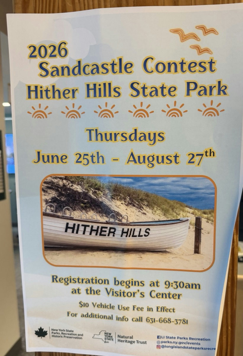 Flyer for Sandcastle Contest at Hither Hills State Park