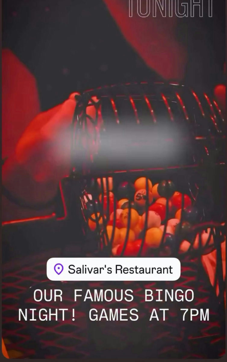 Flyer for Bingo Night at Salivar's Clam & Chowder House