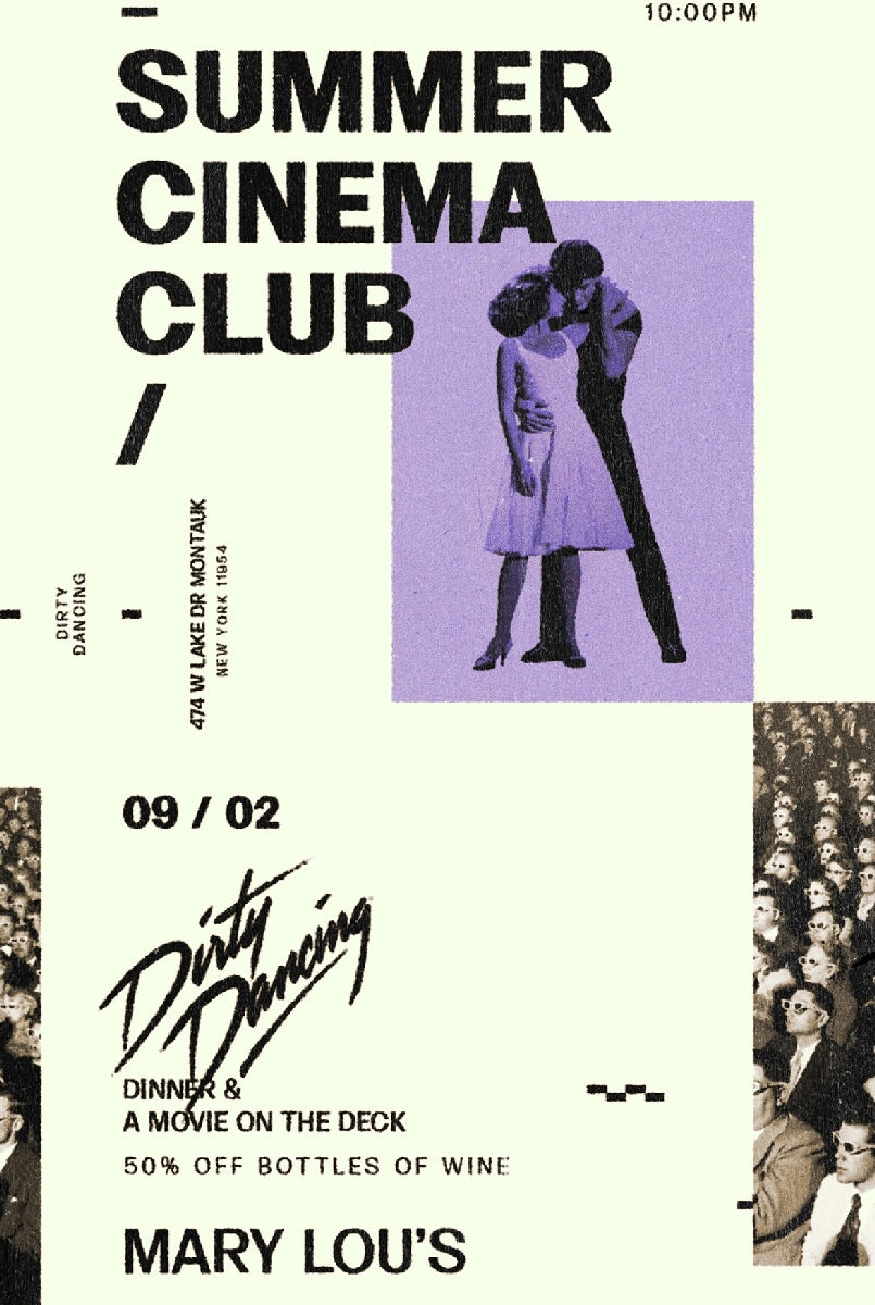 Flyer for Summer Cinema Club: Dirty Dancing at Mary Lou's