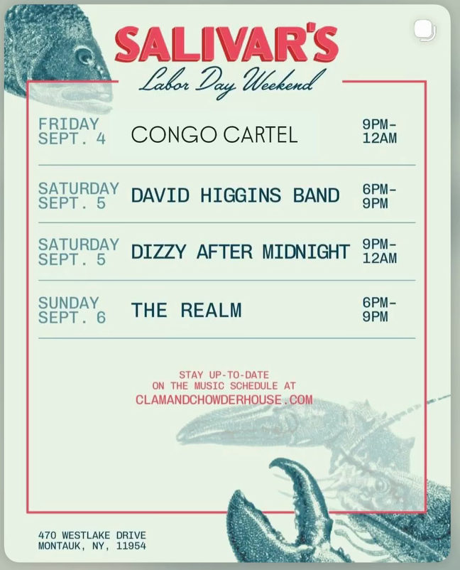 Flyer for Conga Cartel at Salivar's Clam & Chowder House