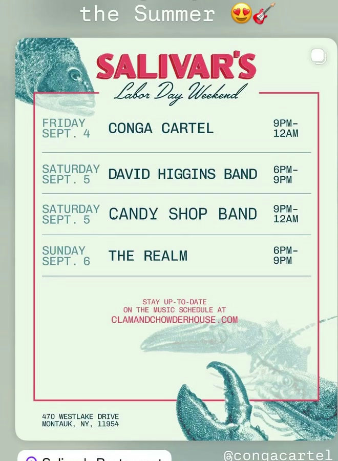 Flyer for Candy Shop Band at Salivar's Clam & Chowder House