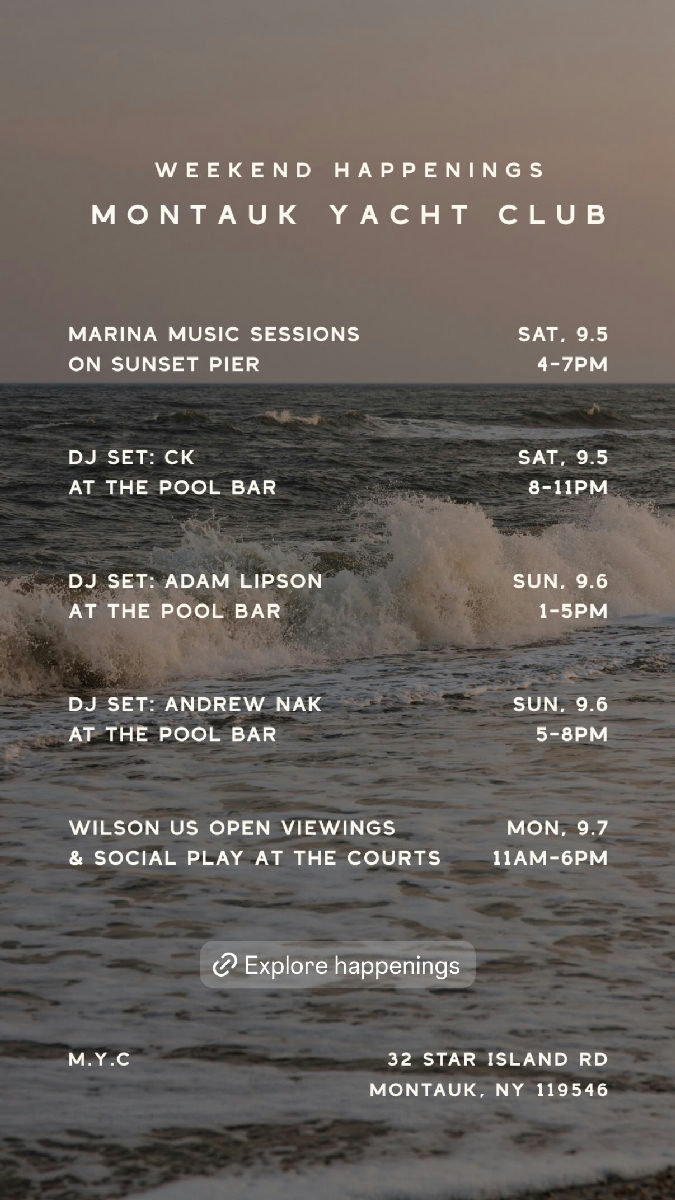 Flyer for DJ Set: ANDREW NAK at Montauk Yacht Club