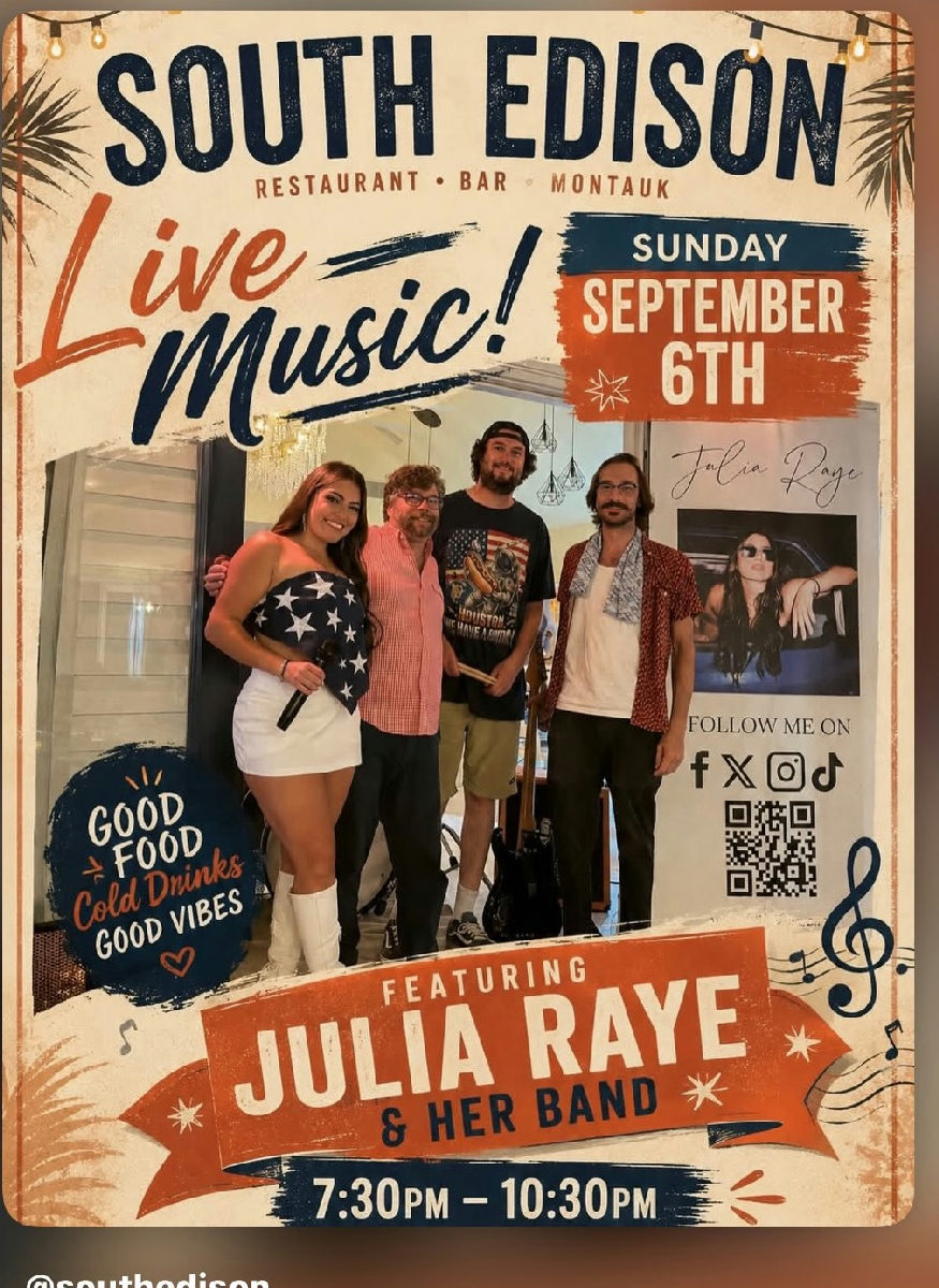 Flyer for Julia Raye & Her Band at South Edison
