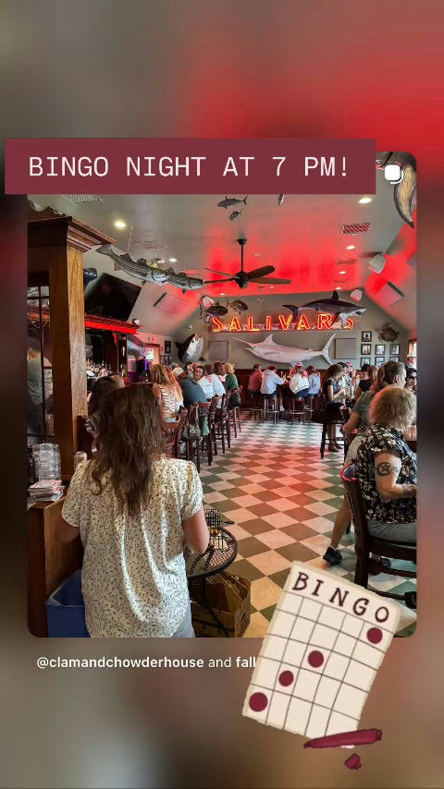 Flyer for Bingo Night at Salivar's Clam & Chowder House