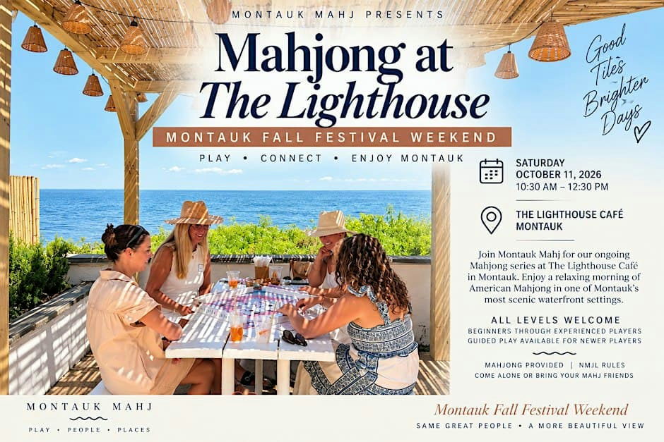 Flyer for Mahjong Open Play with Montauk Mahj at The Lighthouse Café